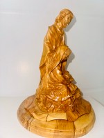 Detailed Olive Wood Holy Family Statue - Image 2