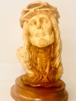 Olive Wood Jesus Face Figure